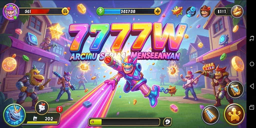 Screenshot gameplay 7777W menunjukkan momen seru dalam permainan Arcade.