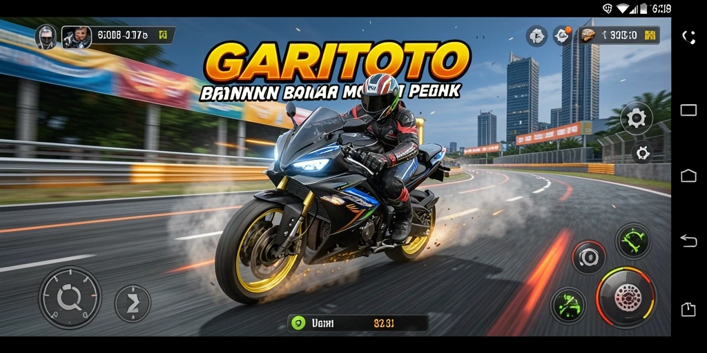 Tampilan gameplay yang mendebarkan dari GARITOTO dengan balapan motor.