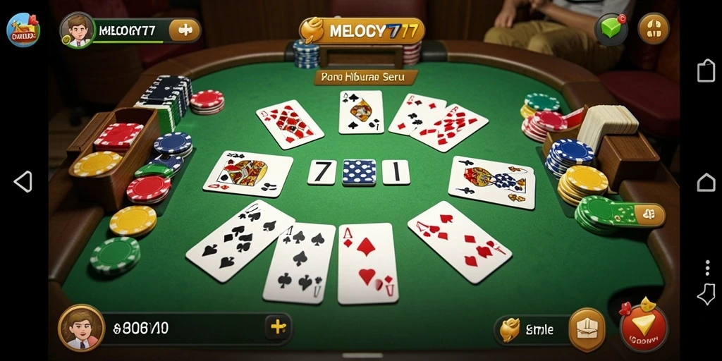 Screenshot gameplay MELODY77 yang menampilkan aksi permainan Gaple.